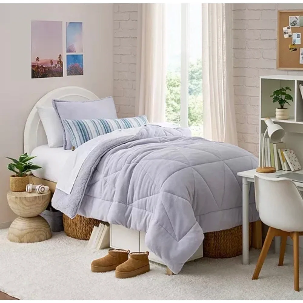 UGG Avery Comforter, Twin, Plush Reversible Fleece UGG Bedding Blanket College